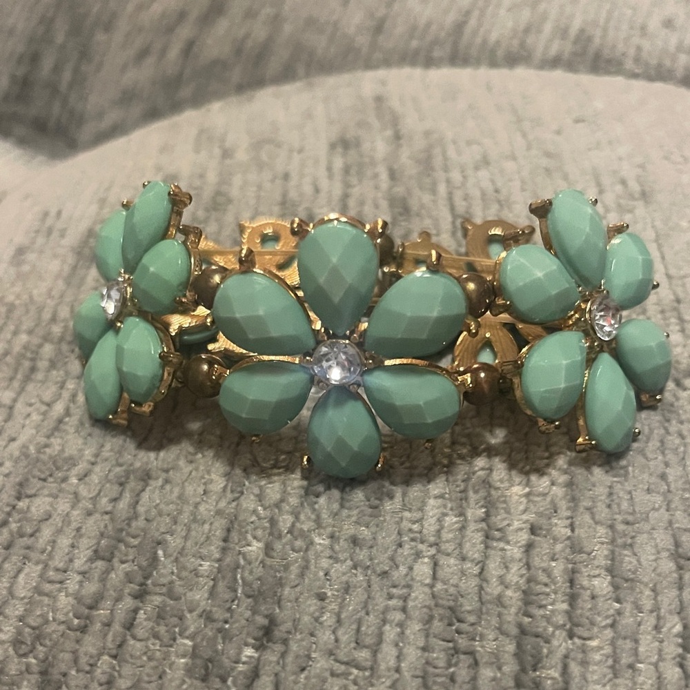 Gold and Green Floral Bracelet